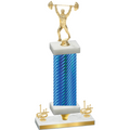 Premium Single Blue Carbon Fiber First Place Weights Trophy