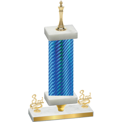 Premium Single Blue Carbon Fiber Third Place Chess Trophy