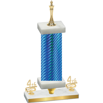 Premium Single Blue Carbon Fiber Fourth Place Chess Trophy