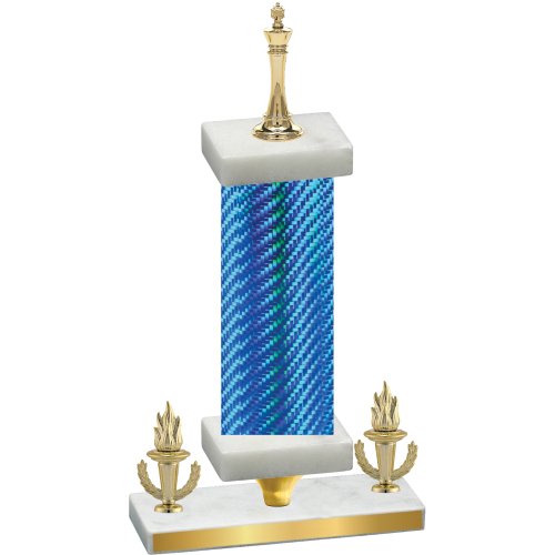 Premium Single Blue Carbon Fiber Victory Chess Trophy