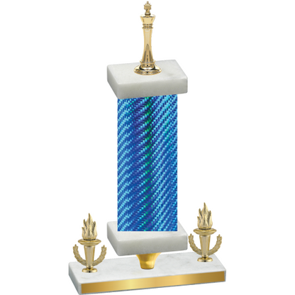 Premium Single Blue Carbon Fiber Victory Chess Trophy