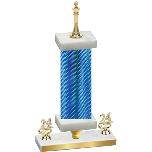 Premium Single Blue Carbon Fiber Year Chess Trophy