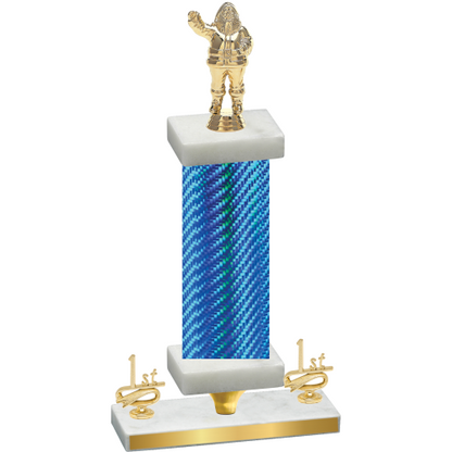 Premium Single Blue Carbon Fiber First Place Holiday Trophy