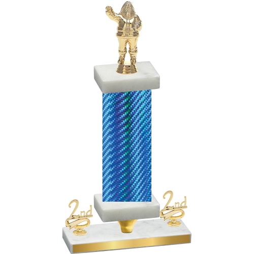 Premium Single Blue Carbon Fiber Second Place Holiday Trophy