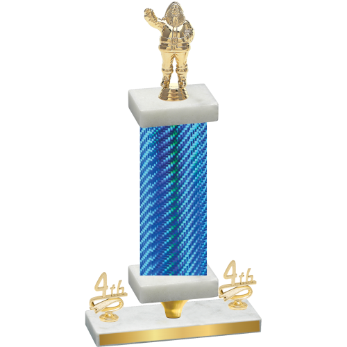 Premium Single Blue Carbon Fiber Fourth Place Holiday Trophy