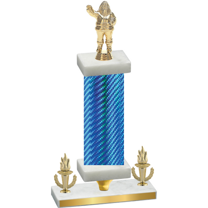 Premium Single Blue Carbon Fiber Victory Holiday Trophy