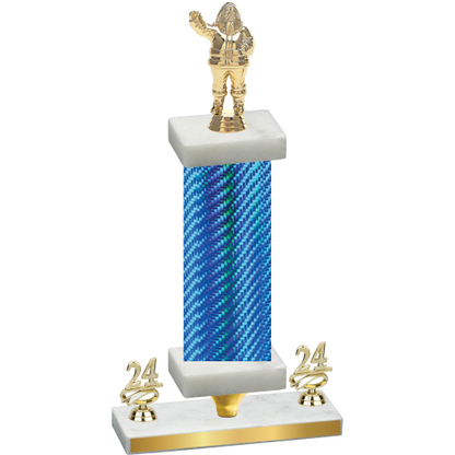 Premium Single Blue Carbon Fiber Year Holiday Trophy