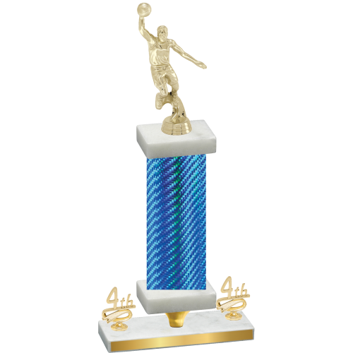 Premium Single Blue Carbon Fiber Fourth Place Basketball Trophy