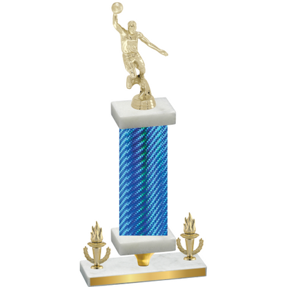 Premium Single Blue Carbon Fiber Victory Basketball Trophy
