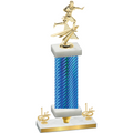 Premium Single Blue Carbon Fiber First Place Flag Football Trophy