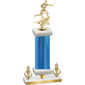 Premium Single Blue Carbon Fiber Victory Flag Football Trophy