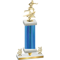 Premium Single Blue Carbon Fiber Year Flag Football Trophy