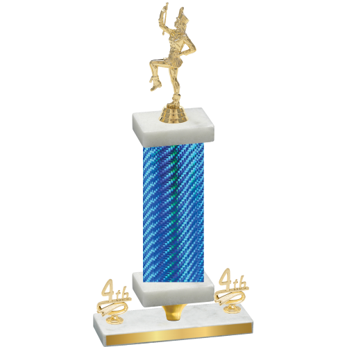 Premium Single Blue Carbon Fiber Fourth Place Majorette Trophy