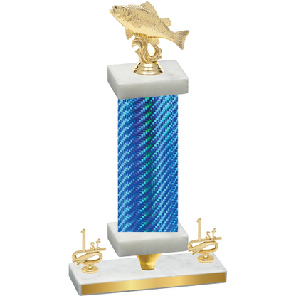 Premium Single Blue Carbon Fiber First Place Fishing Trophy