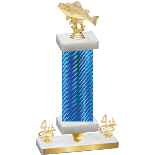 Premium Single Blue Carbon Fiber Fourth Place Fishing Trophy