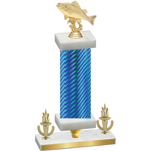 Premium Single Blue Carbon Fiber Victory Fishing Trophy