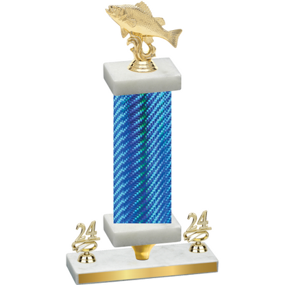 Premium Single Blue Carbon Fiber Year Fishing Trophy