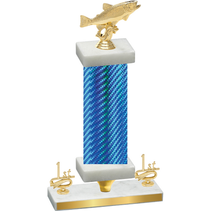 Premium Single Blue Carbon Fiber First Place Fishing Trophy