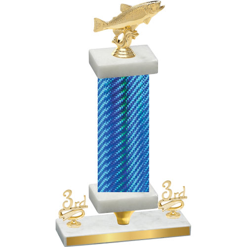 Premium Single Blue Carbon Fiber Third Place Fishing Trophy