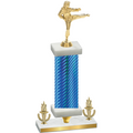 Premium Single Blue Carbon Fiber Victory Karate Trophy