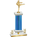 Premium Single Blue Carbon Fiber Year Karate Trophy