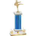 Premium Single Blue Carbon Fiber First Place Karate Trophy