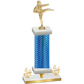 Premium Single Blue Carbon Fiber Fourth Place Karate Trophy