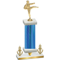 Premium Single Blue Carbon Fiber Victory Karate Trophy