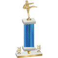 Premium Single Blue Carbon Fiber Year Karate Trophy