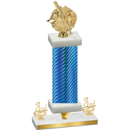 Premium Single Blue Carbon Fiber Third Place Baseball Trophy