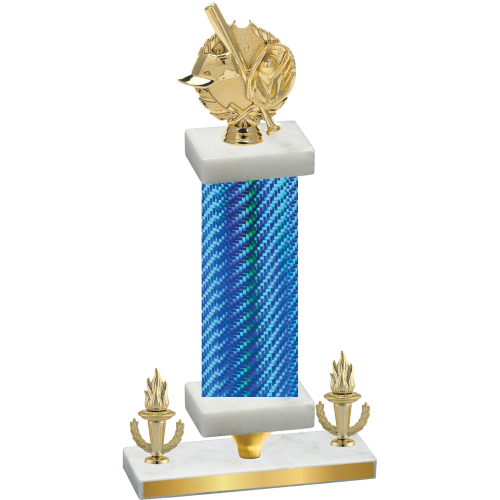 Premium Single Blue Carbon Fiber Victory Baseball Trophy