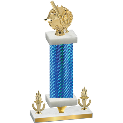 Premium Single Blue Carbon Fiber Victory Baseball Trophy