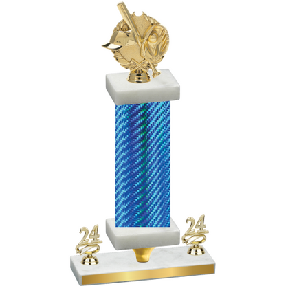 Premium Single Blue Carbon Fiber Year Baseball Trophy