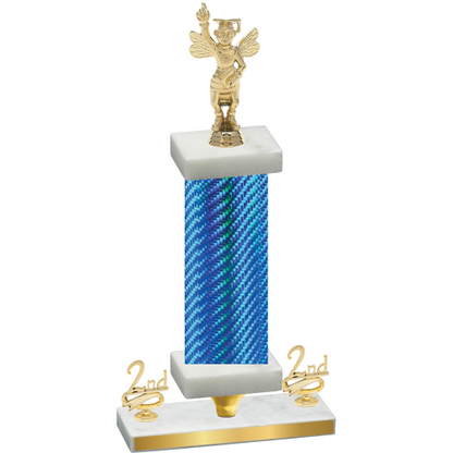 Premium Single Blue Carbon Fiber Second Place Academics Trophy