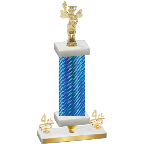 Premium Single Blue Carbon Fiber Fourth Place Academics Trophy