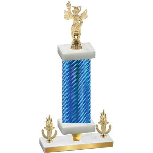 Premium Single Blue Carbon Fiber Victory Academics Trophy