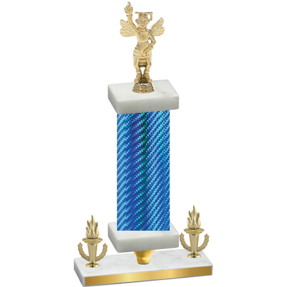 Premium Single Blue Carbon Fiber Victory Academics Trophy