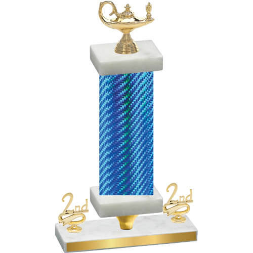 Premium Single Blue Carbon Fiber Second Place Academics Trophy