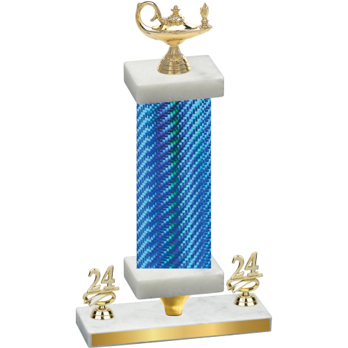 Premium Single Blue Carbon Fiber Year Academics Trophy