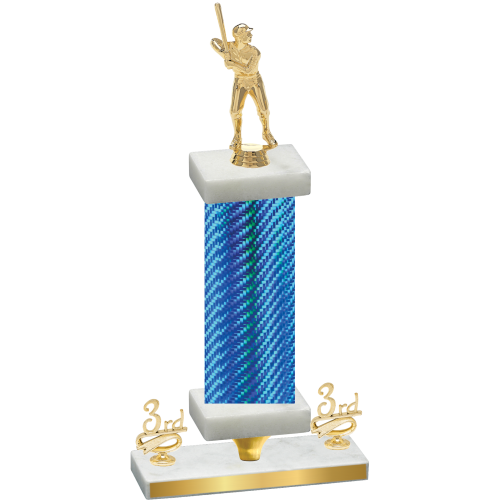 Premium Single Blue Carbon Fiber Third Place Baseball Trophy