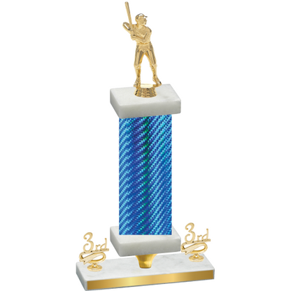 Premium Single Blue Carbon Fiber Third Place Baseball Trophy