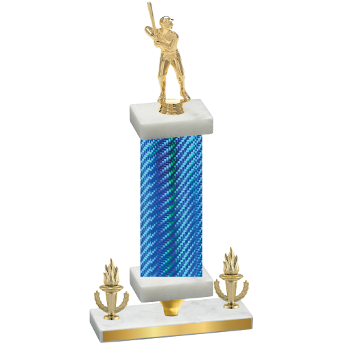 Premium Single Blue Carbon Fiber Victory Baseball Trophy