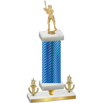 Premium Single Blue Carbon Fiber Victory Baseball Trophy