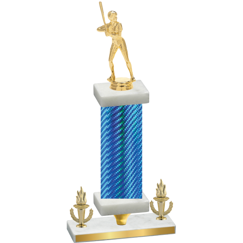 Premium Single Blue Carbon Fiber Victory Softball Trophy