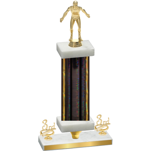 Premium Single Black Glacier Third Place Wrestling Trophy