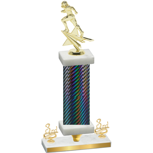 Premium Single Black Carbon Fiber Third Place Football Trophy