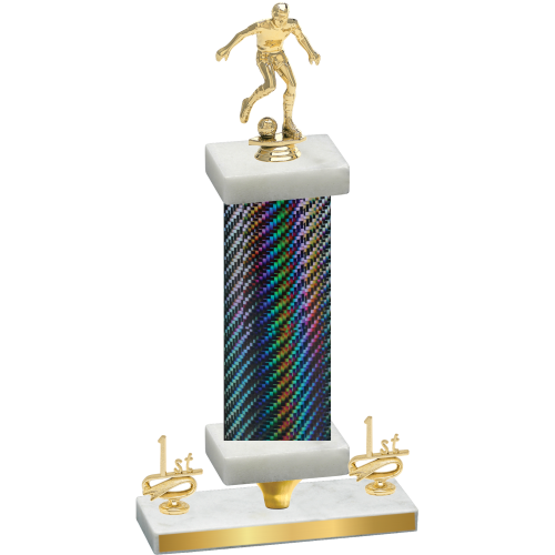 Premium Single Black Carbon Fiber First Place Soccer Trophy