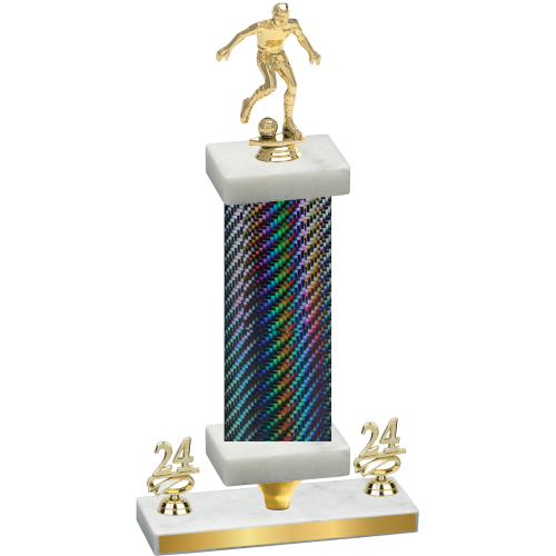 Premium Single Black Carbon Fiber Year Soccer Trophy