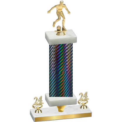 Premium Single Black Carbon Fiber Year Soccer Trophy