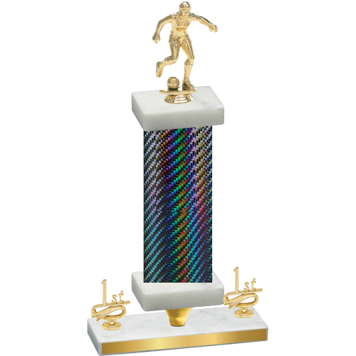 Premium Single Black Carbon Fiber First Place Soccer Trophy